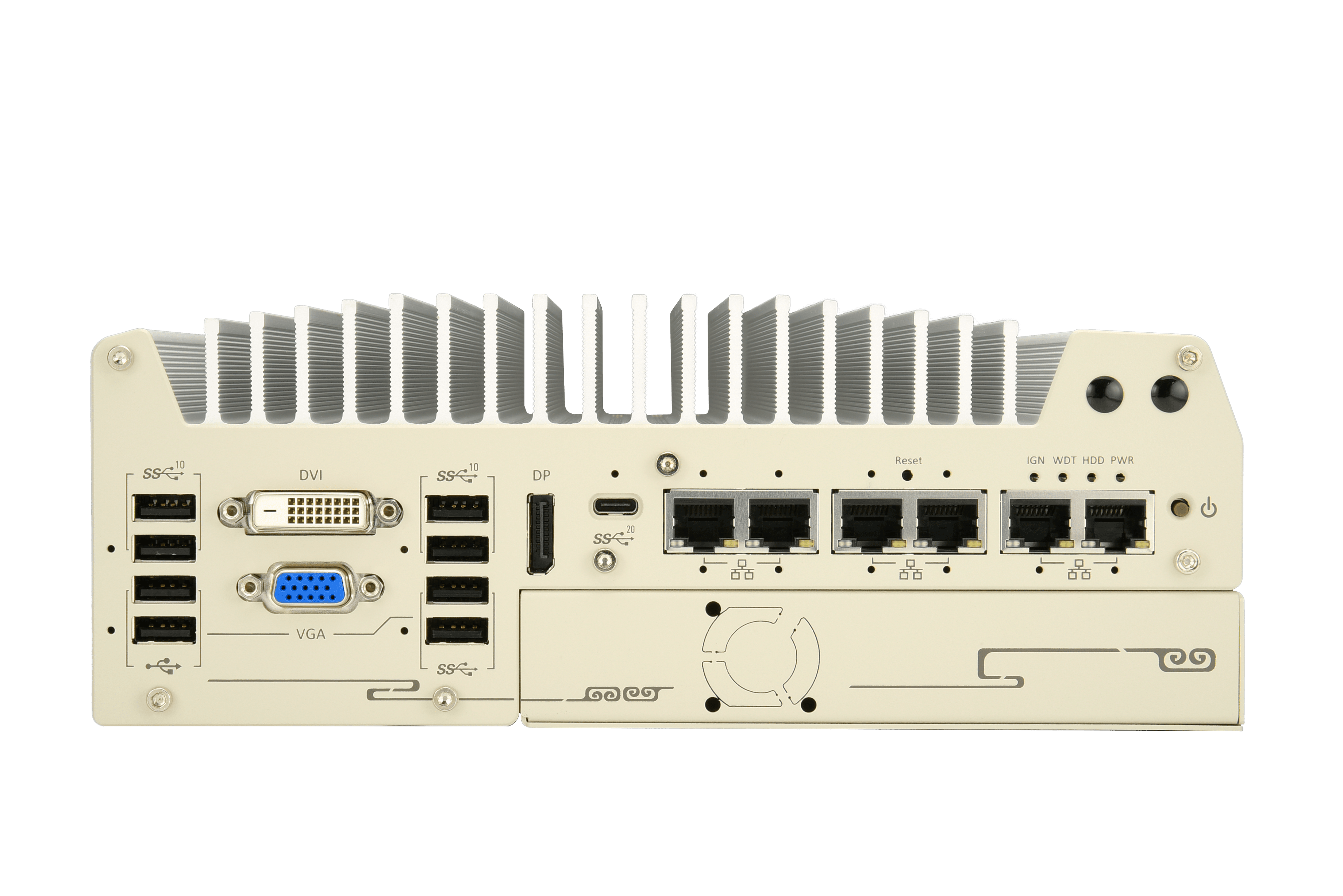 Intel® Core™ processor (Series 2) /14th/13th/12th-Gen Fanless Industrial PC with 6x 2.5GbE, USB 3.2 Type-C, Patented Cassette & MezIO® Interface