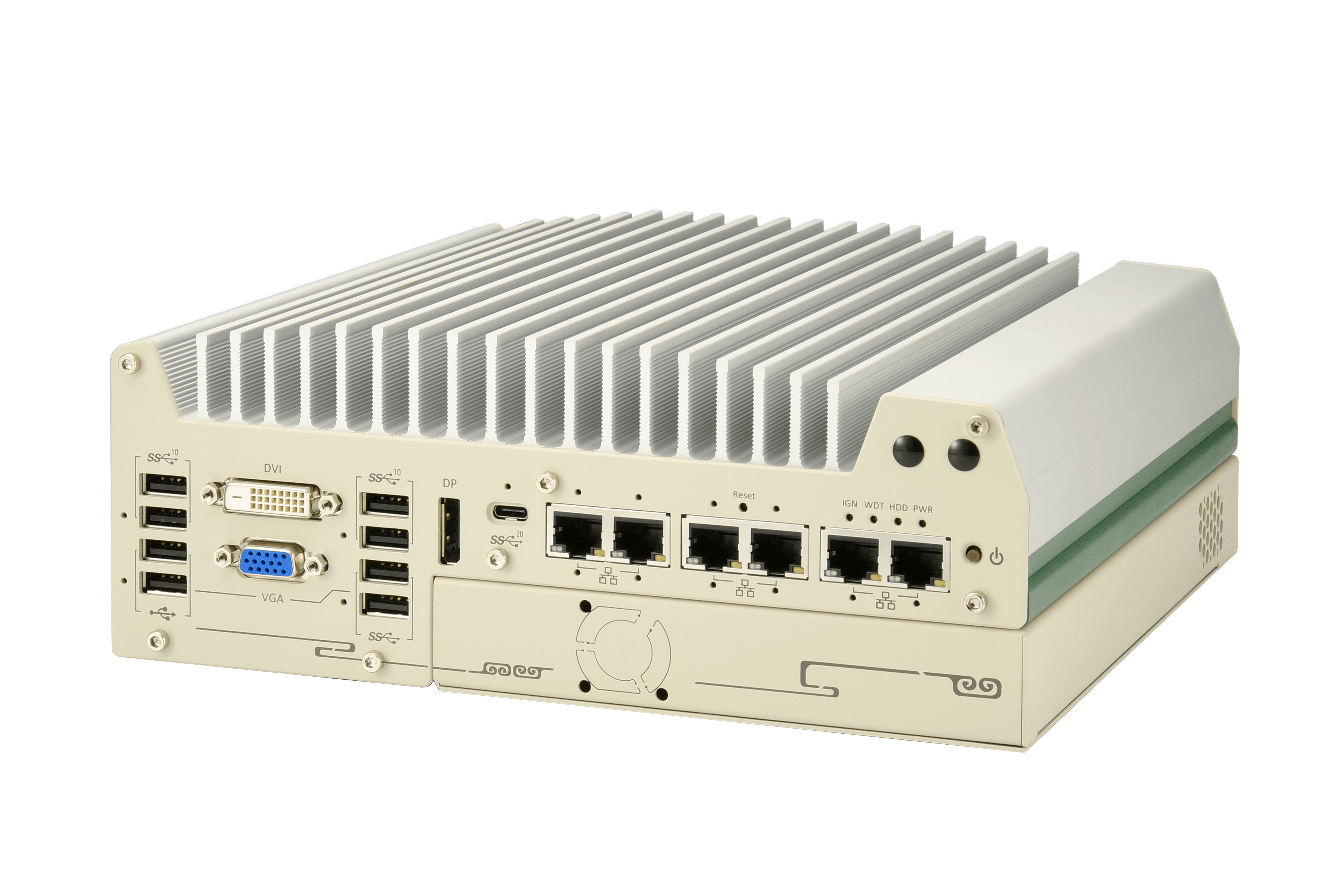 Intel® Core™ processor (Series 2) /14th/13th/12th-Gen Fanless Industrial PC with 6x 2.5GbE, USB 3.2 Type-C, Patented Cassette & MezIO® Interface