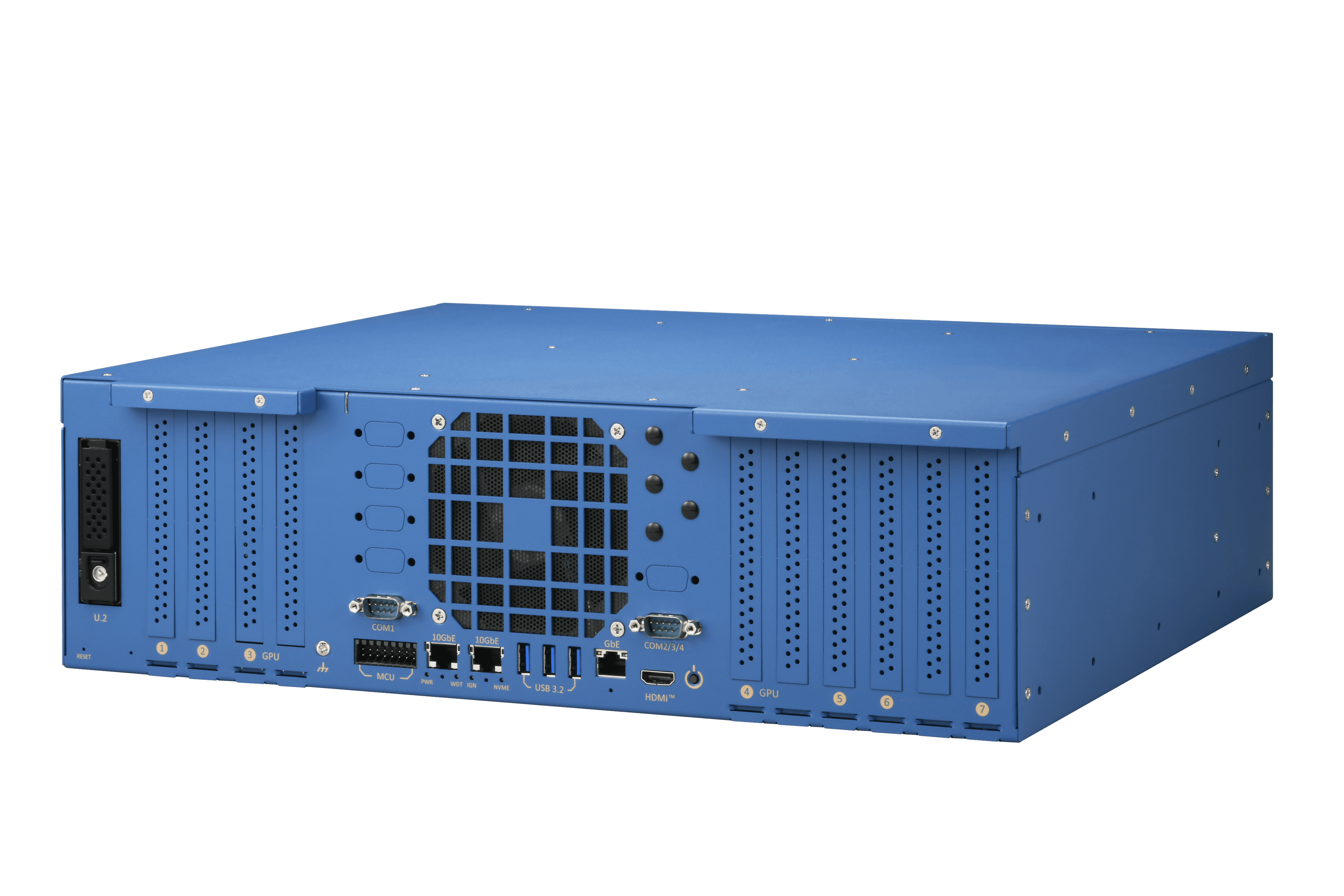 Rugged AMD® EPYC™ 9005 Turin series HPC server supporting 2x 400W GPUs, 5x additional PCIe slots, and 2x 10GbE ports