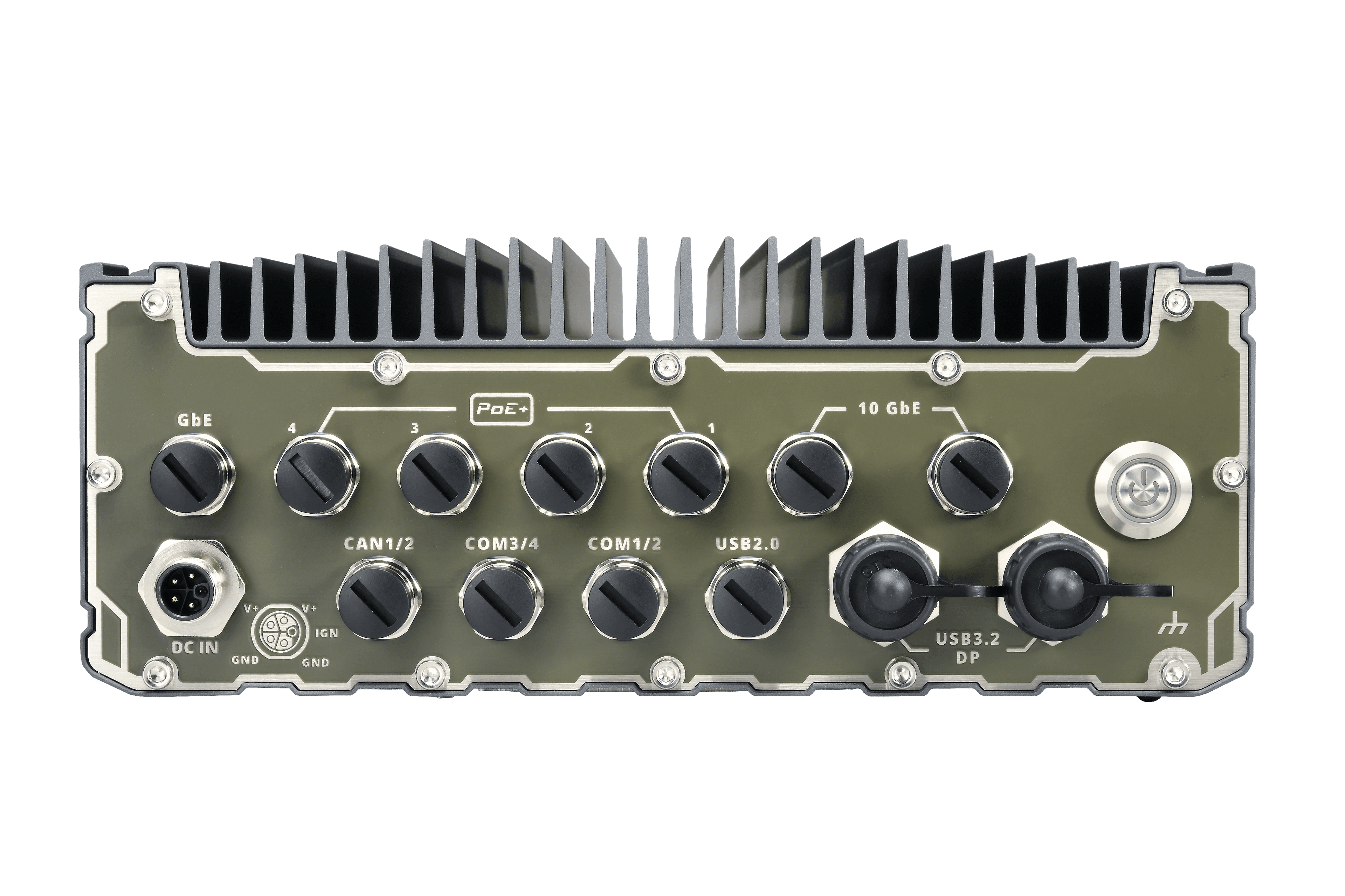 19"/2 rack mount IP69K waterproof computer supporting Intel® 14th / 13th/ 12th-Gen Core™ processor with 2x M12 10GbE and 4x M12 PoE+ ports