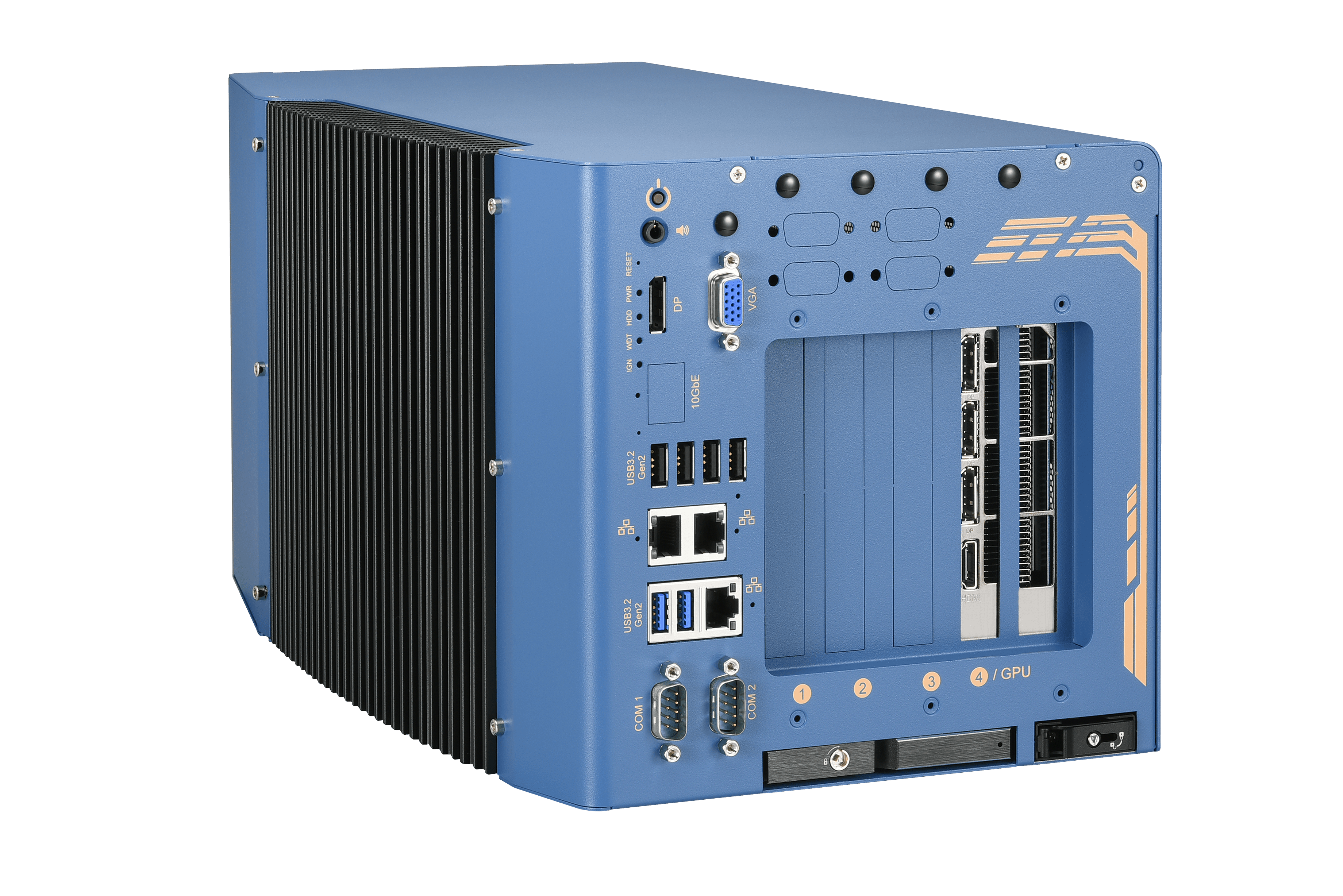 Industrial Edge AI Computer Supporting Single 350W NVIDIA® RTX™ GPU, Intel® 14th/ 13th/ 12th-Gen Core™ Processor with Three Additional PCIe Slots