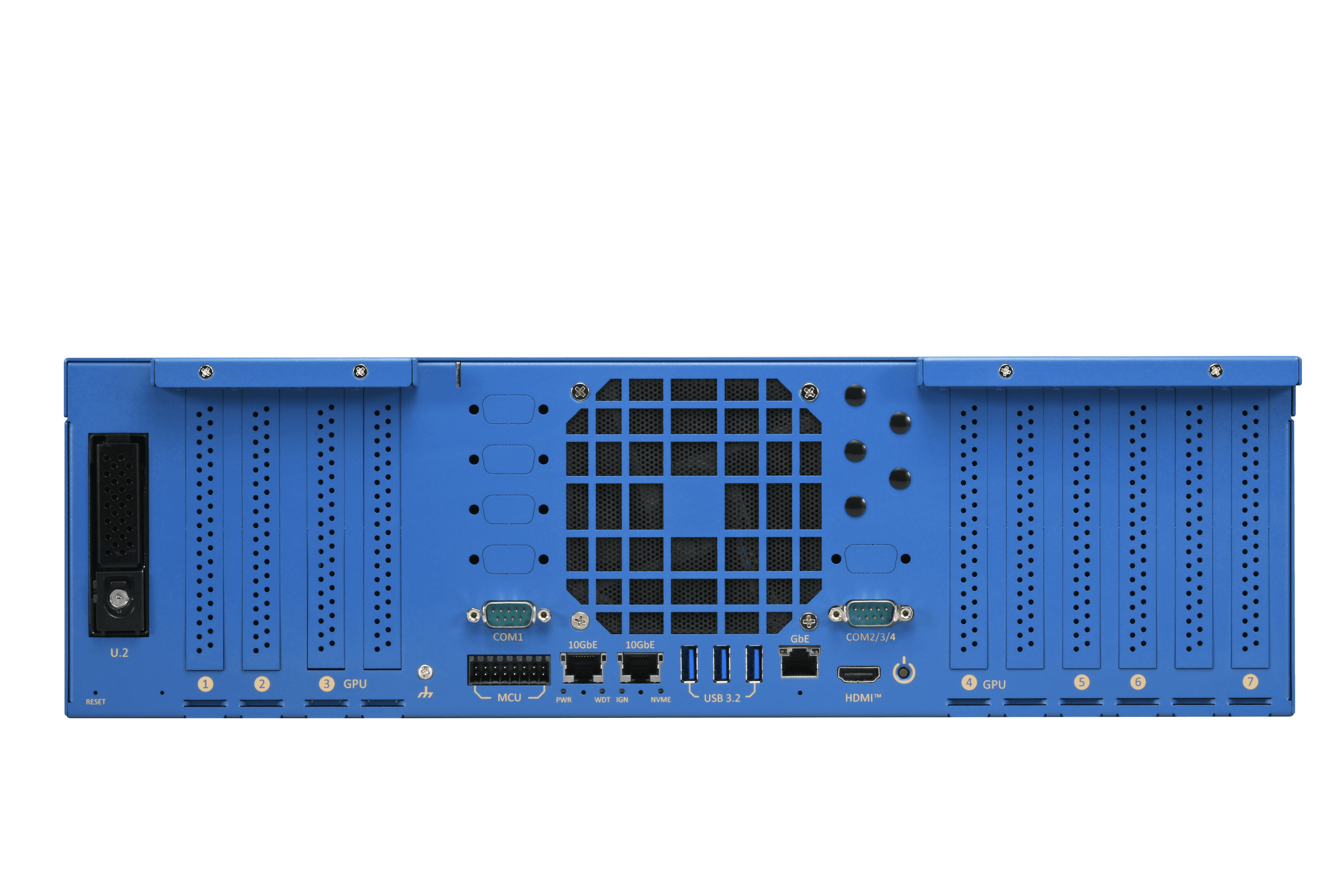 Rugged AMD® EPYC™ 9005 Turin series HPC server supporting 2x 400W GPUs, 5x additional PCIe slots, and 2x 10GbE ports